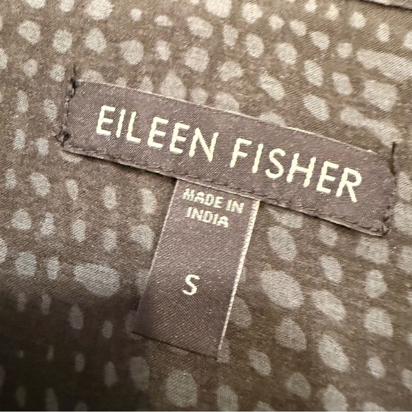 Eileen Fisher Women’s Button Down 100% SILK Blouse Black/gray Sheer Sz S - Picture 5 of 7